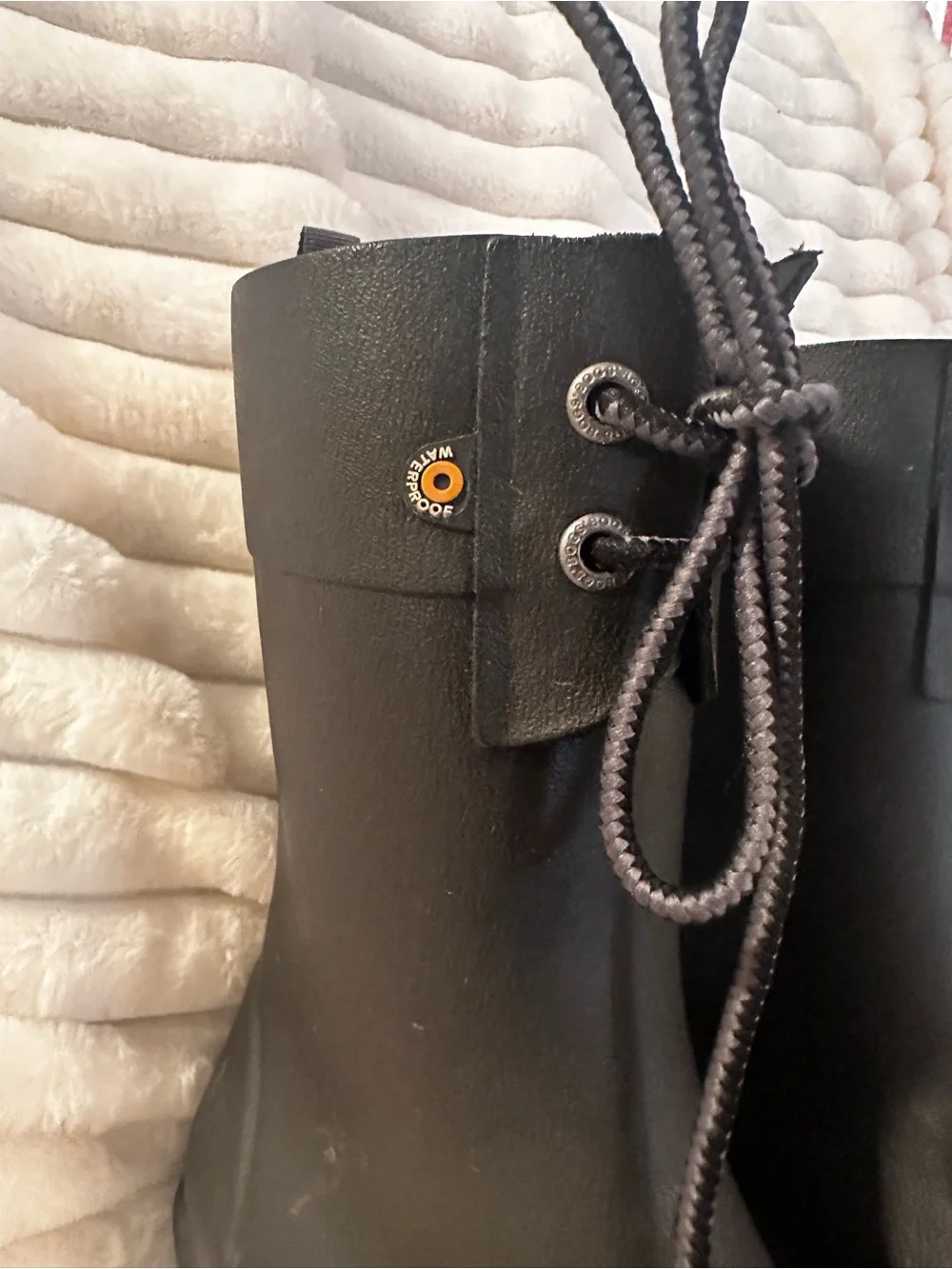 NWOT Bogs Black Lace-Up Women's Rain Boots